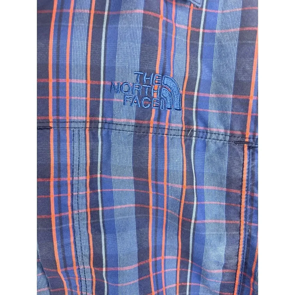 The North Face‎ Shirt Men XL Blue Roll-Up Long Sleeves Zip Pockets Logo Hiking